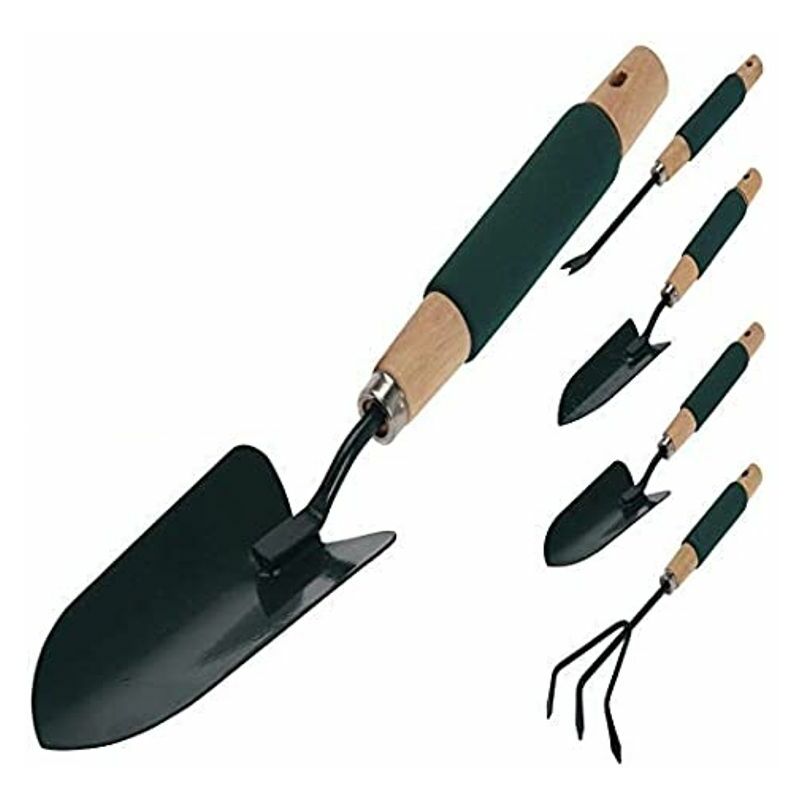 Image of Kit utensili da giardino 6 pz in petallo con manico legno plastica