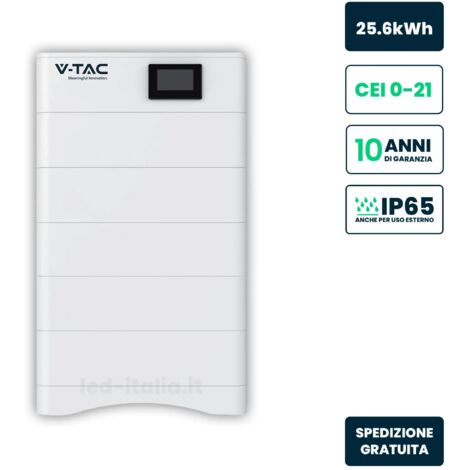 Kit V-TAC 5 modules de stockage haute tension 25,6 kWh LFP 100 Ah 252,6 V IP65