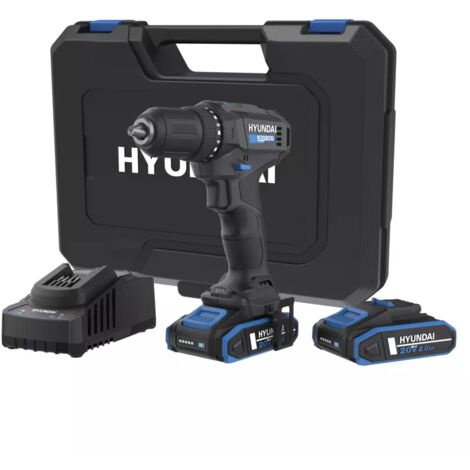 kit valigetta trapano avvitatore a batteria hyundai 40 nm 2 x 20v 2ah e caricabatterie - cod. 25871