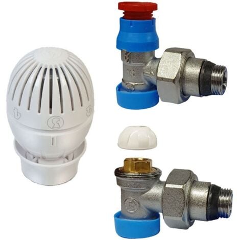 Kit valvola e detentore Giacomini per radiatore 3/8 x 16 squadra R470AX002