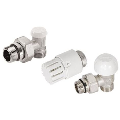 KIT VALVOLA TERMOSTATIZZABILE A SQUADRA TESTA TERMOSTATICA E DETENTORE 3/8" 24x19 fil (D.16)