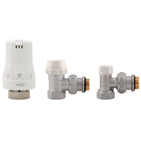KIT VALVOLE TERMOSTATICHE AD ANGOLO FEMMINA Misura: 3/8"