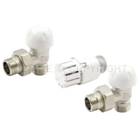 Kit valvole termostatiche curve con detentore per radiatori regolazione temperatura tiemme 3300137