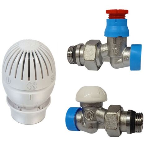 Kit válvula y detentor Giacomini para radiador 1/2 x 16 recto R470AX013