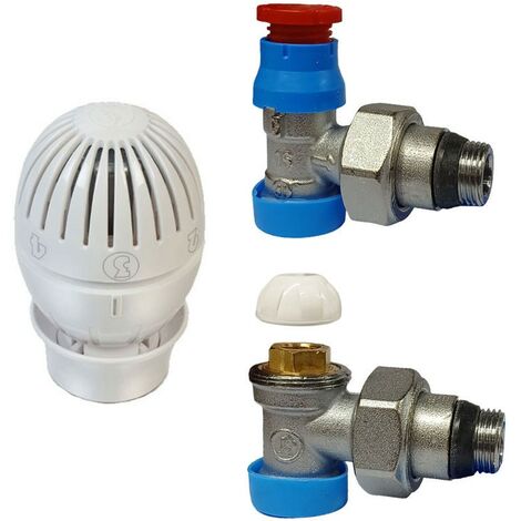 Kit válvula y detentor Giacomini para radiador 3/8 x 16 en ángulo R470AX002