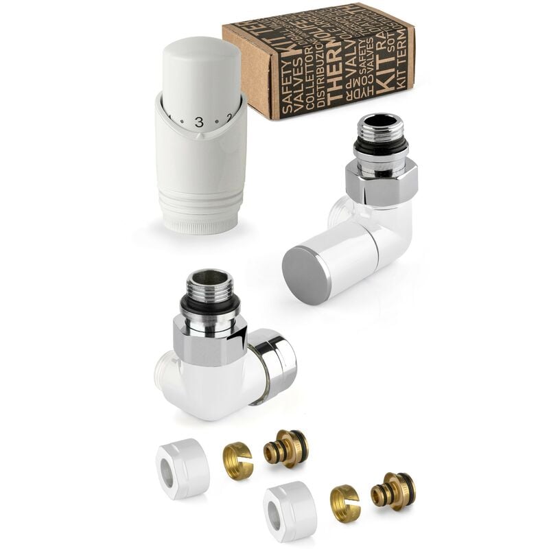Kit vanne décorative blanc et chrome avec vanne thermostatique à gauche APM 130KB 015 m 16 12 blanc