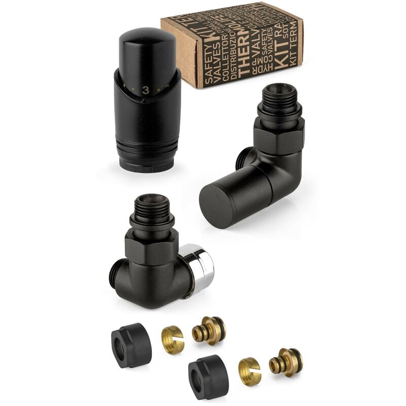 Kit vanne décorative noir et chrome avec vanne thermostatique à droite APM 135KNN 015 r 12 Noir