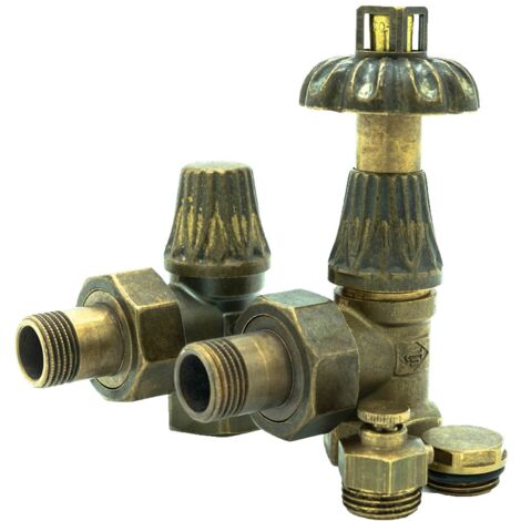 Sannover – Vanne thermostatique avec poignée fleurie – Raccordement 1/2'F – Pour radiateur fonte – Kit complet avec coude et purgeur