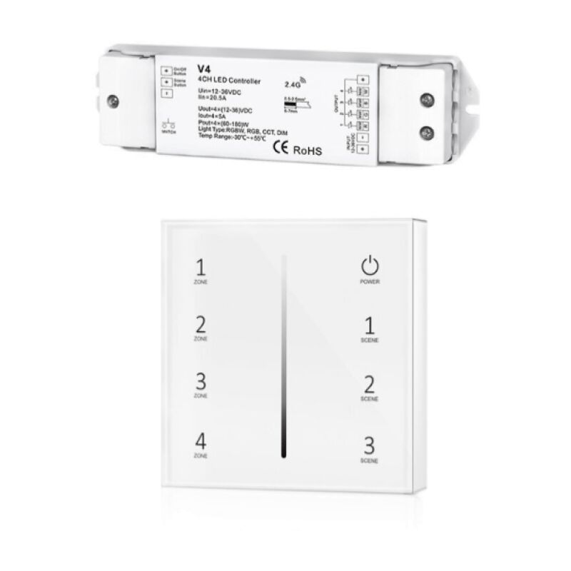 Silamp - Kit Variateur Tactile Monochrome Sans Fil 4 Zones et Dimmer rf -
