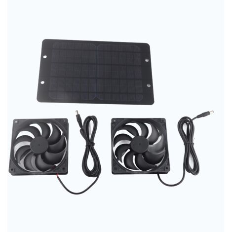 Kit Ventilateur Solaire pour Serre, Extracteur d'Air Double 10W 800mA - Équipement de Ventilation Extérieur