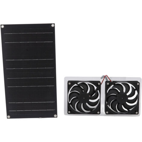 Kit ventilatore a pannello solare Eosnow da 100 W, doppia ventola, impermeabile IP67, silenzioso, ampia applicazione, ventilatore a energia solare per cucce per animali e capanni.