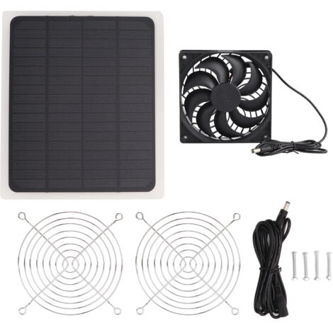 Kit ventilatore con pannello solare da 10 W, ventilatore di raffreddamento impermeabile per cani, pollai, serre