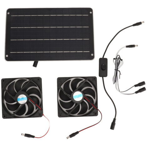 Kit ventilatore con pannello solare da 20 W, ventilazione per dissipazione del calore, doppia alimentazione tramite interruttore, per pollaio, serra, cane