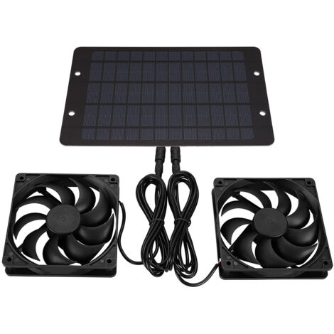 Kit ventilatore solare, ventilatore solare da 10 W per serra, doppio ventilatore solare portatile per serra in soffitta Pollai Rifugio per animali Magazzino Auto RV