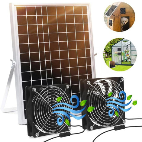 Kit ventola con pannello solare, ventola CC resistente alle intemperie da 15 W e 18 V per piccoli pollai, serre, capannoni, cucce per animali, scarico dell'aria per finestre