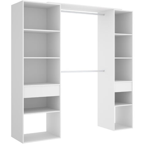 Kit Vestidor con 2 cajones color Blanco 205x200x50 cm - Modelo SUIT