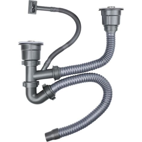 Kit vidange évier universel double tuyau de vidange rapide, compatible multi modèles, facile à installer