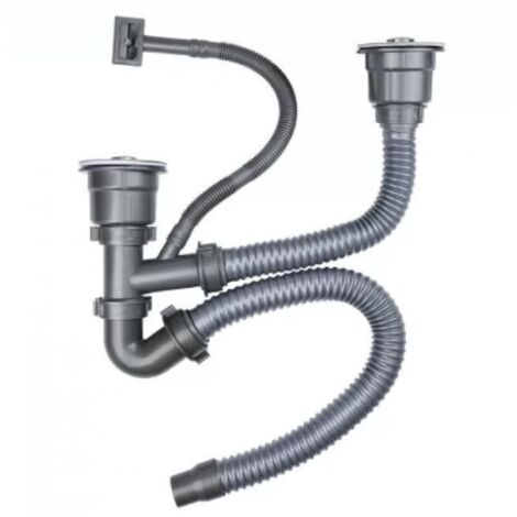 Kit vidange évier universel double tuyau de vidange rapide, compatible multi modèles, facile à installer