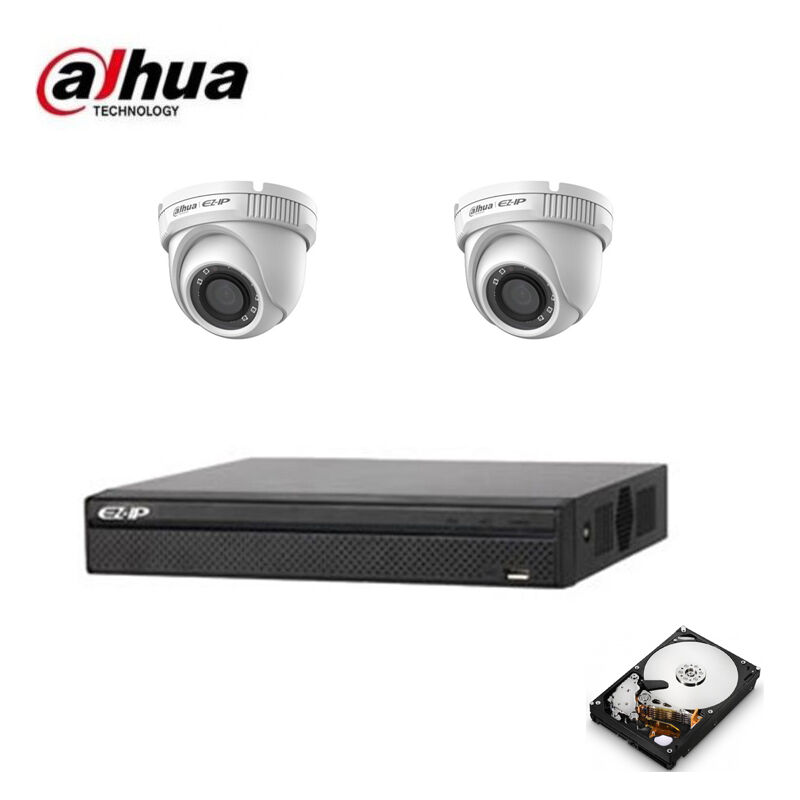 Dahua - kit video surveillance dome poe ip 2 cameras 2 mpx hd 2TB