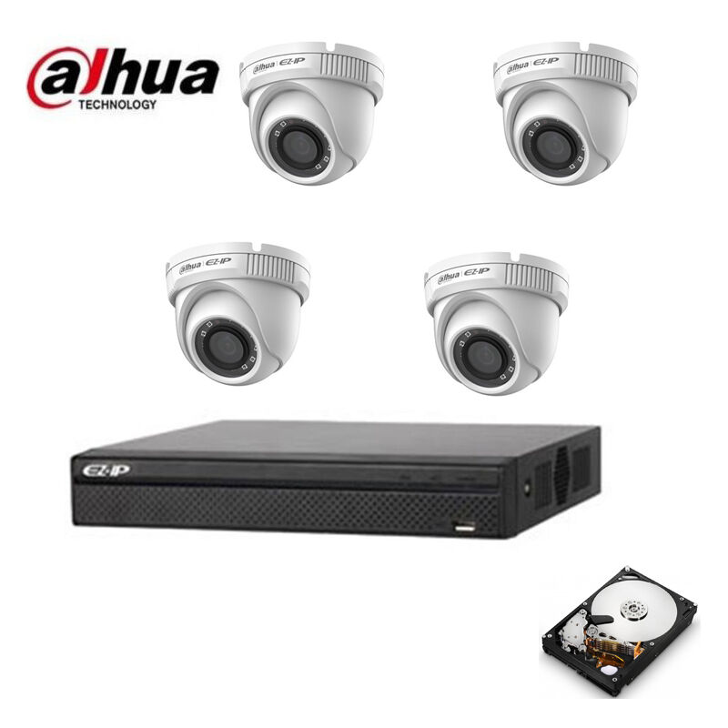 Dahua - kit video surveillance dome poe ip 4 cameras 2 mpx hd 2 tb
