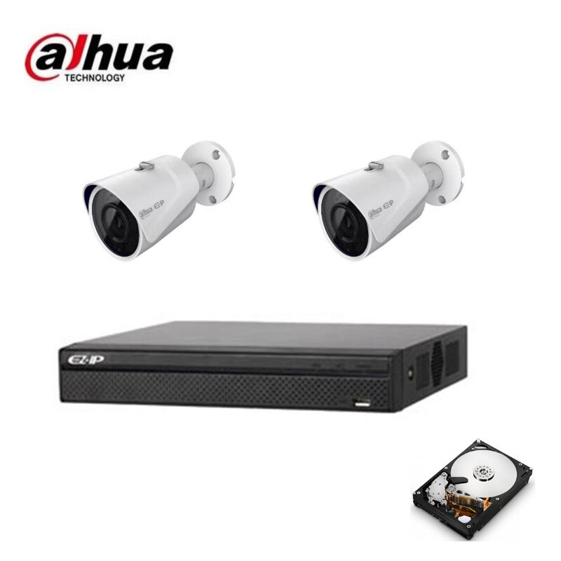 Dahua - kit video surveillance ip 2 cameras 2 mpx hd 500GB