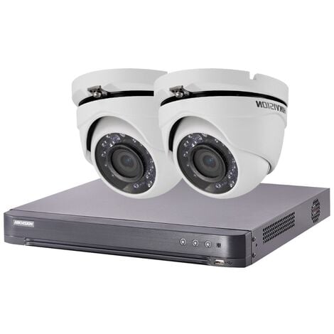 Kit video surveillance Turbo HD Hikvision 2 caméras dôme - Blanc