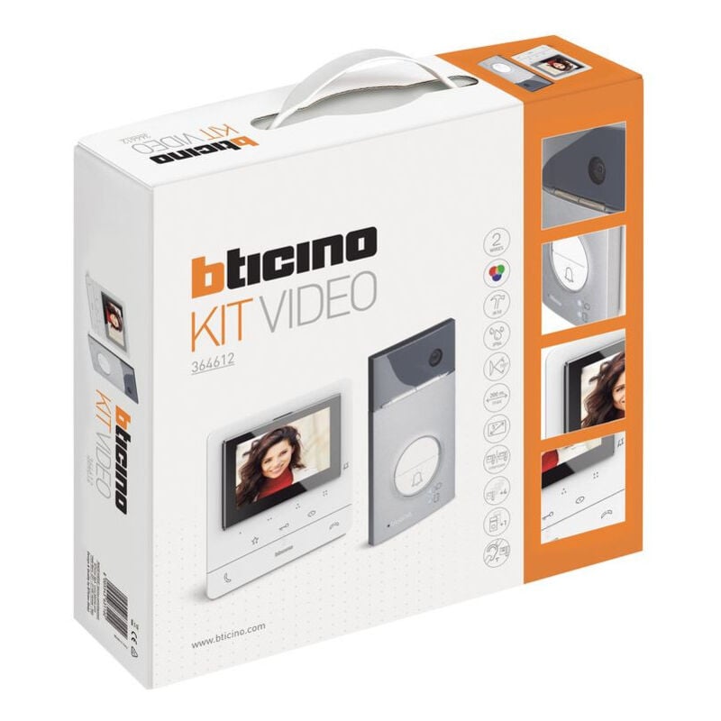 Kit Classe 100 vidéo couleur finition blanc avec platine Linea3000 noir (BT364612)