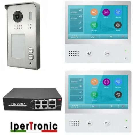 Kit Videocitofono IP Bifamiliare 7 pollici WIFI SD Ipertronic