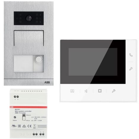 Kit Videocitofono Monofamiliare Abb monitor vivavoce 2 fili pulsantiera a parete