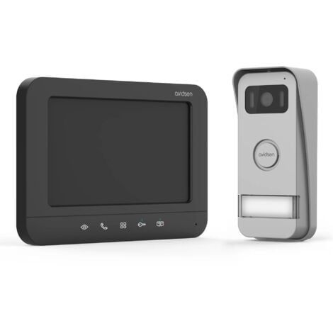 KIT VIDEOCITOFONO MONOFAMILIARE ELEGANTE NERO 2 FILI COLORI AVIDSEN 112300