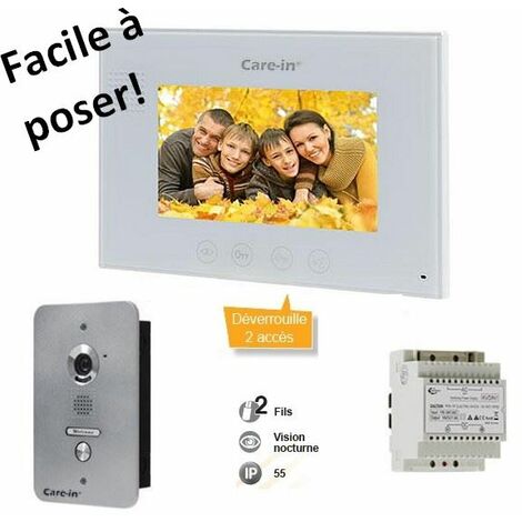 Kit vidéophone Care-In encastré, 2 fils avec alimentation SEWOSY