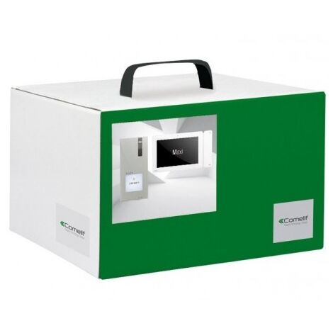 Kit vidéophone couleur 1 logement avec platine + moniteur Maxi BM 7" 16/9 + alim 230V cablage Simplebus Quadra COMELIT 8461X/BM