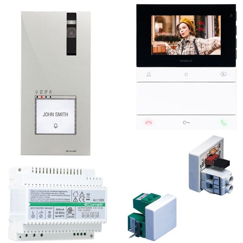 Comelit - Kit Visiophone monofamiliale 2 fils People mainslibres et Quadra PL8461V