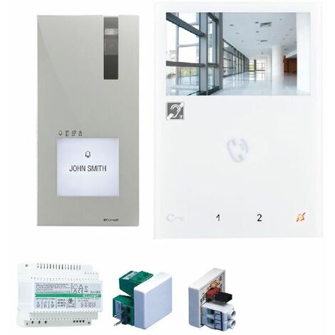 Kit vidéophone QUADRA 2 fils avec platine de rue et moniteur intérieur MINI mains libres. - COMELIT -