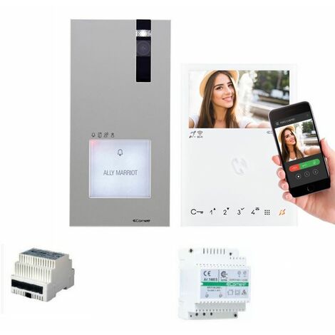 Kit vidéophone système VIP, moniteur QUADRA + moniteur Mini main libre Wi-Fi. accès à distance- COMELIT -