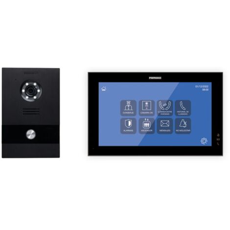 Kit videoportero ip con monitor táctil de 10" y cámara 1.2MPx, IP54, negro