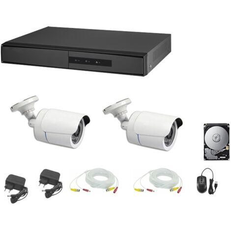 KIT VIDEOSORVEGLIANZA 2 TELECAMERE 5 MPX HARD DISK 1 TB CAVI