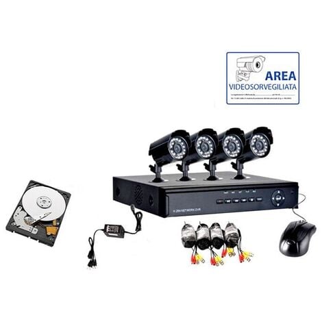 Kit Videosorveglianza 8 canali DVR HD 500GB 4 telecamere Sony CCD 36 led 1200TVL 