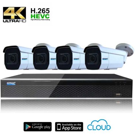 Kit Videosorveglianza 4 telecamere motorizzate 4K