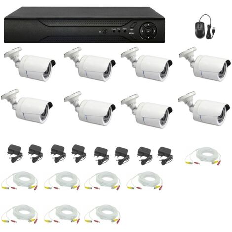 KIT VIDEOSORVEGLIANZA 8 TELECAMERE 5 MPX DVR 16 CH CAVI 20 MT