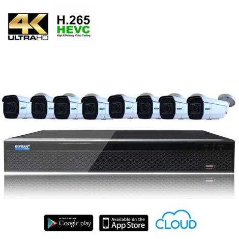 Kit Videosorveglianza 8 telecamere zoom motorizzato 4K