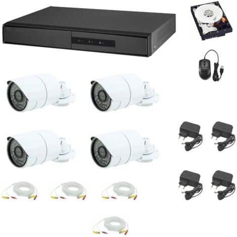 KIT VIDEOSORVEGLIANZA AHD 4 TELECAMERE 5 MPX CAVI 20 MT HD 320 GB