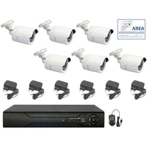 KIT VIDEOSORVEGLIANZA AHD 6 TELECAMERE AHD INFRAROSSI 5 MPX IP DVR 8 CANALI