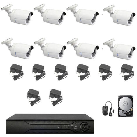 KIT VIDEOSORVEGLIANZA AHD 8 TELECAMERE AHD INFRAROSSI 5 MPX IP HD 2 TB
