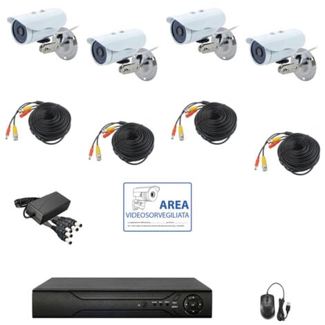 KIT VIDEOSORVEGLIANZA AHD IP CLOUD DVR 4 CANALI 5 MPX COMPLETO