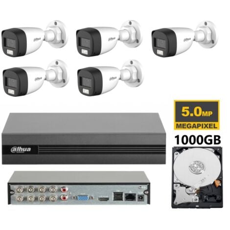 KIT videosorveglianza analogico Dahua DVR XVR 8 canali 4K 5 telecamere dual light microfono 5 MP hdd 1TB