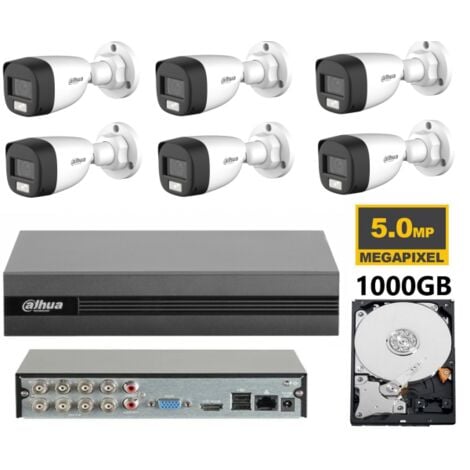 KIT videosorveglianza analogico Dahua DVR XVR 8 canali 4K 6 telecamere dual light microfono 5 MP hdd 1TB