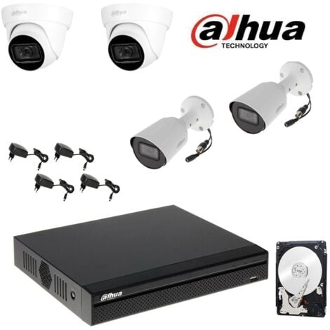 KIT VIDEOSORVEGLIANZA DAHUA DVR 4 CANALI 4 TELECAMERE 2 MPX HD 500 GB