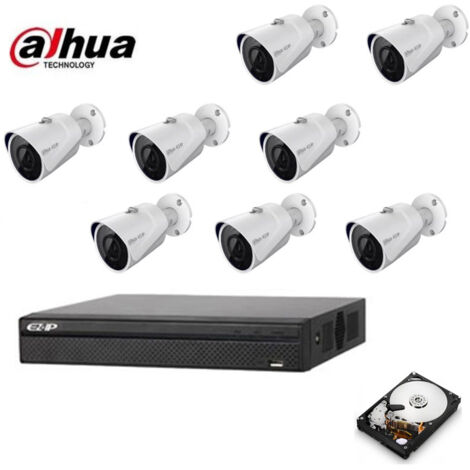 KIT VIDEOSORVEGLIANZA DAHUA POE IP 8 TELECAMERE 2 MPX HD 1 TB