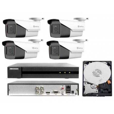 KIT videosorveglianza DVR 4 Canali 3K analogico 4 telecamere motozoom 5MP IR 40 mt hdd 1TB